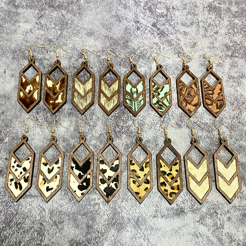 Western Geometric Cross Leather Earrings - product image 2