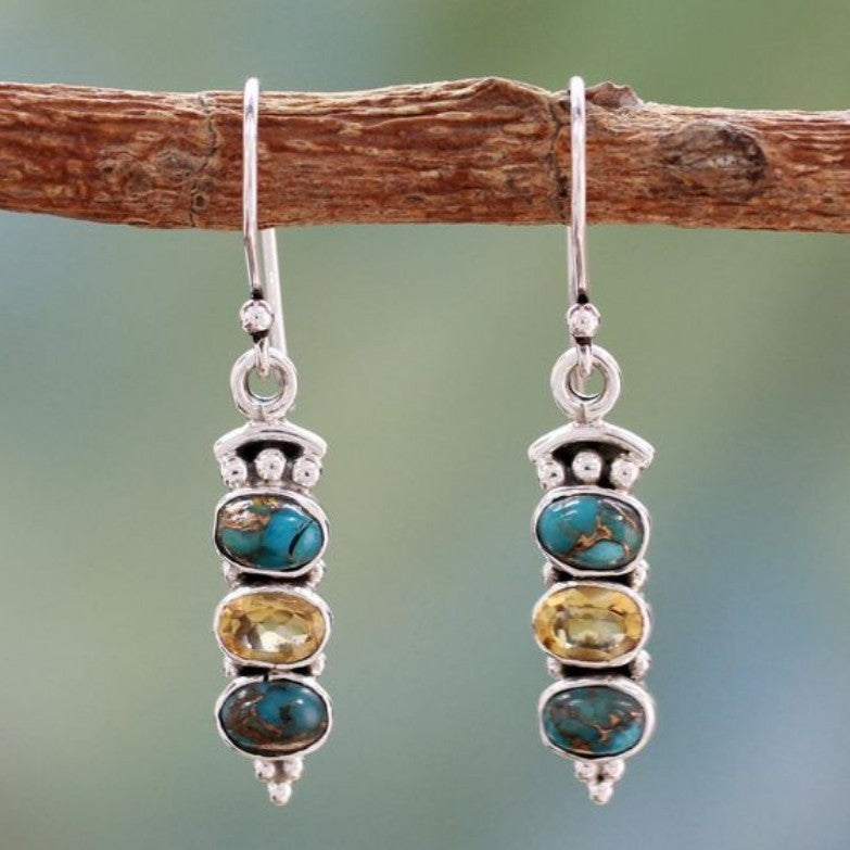 Turquoise Vintage Crystal Earrings for Women - product image 1