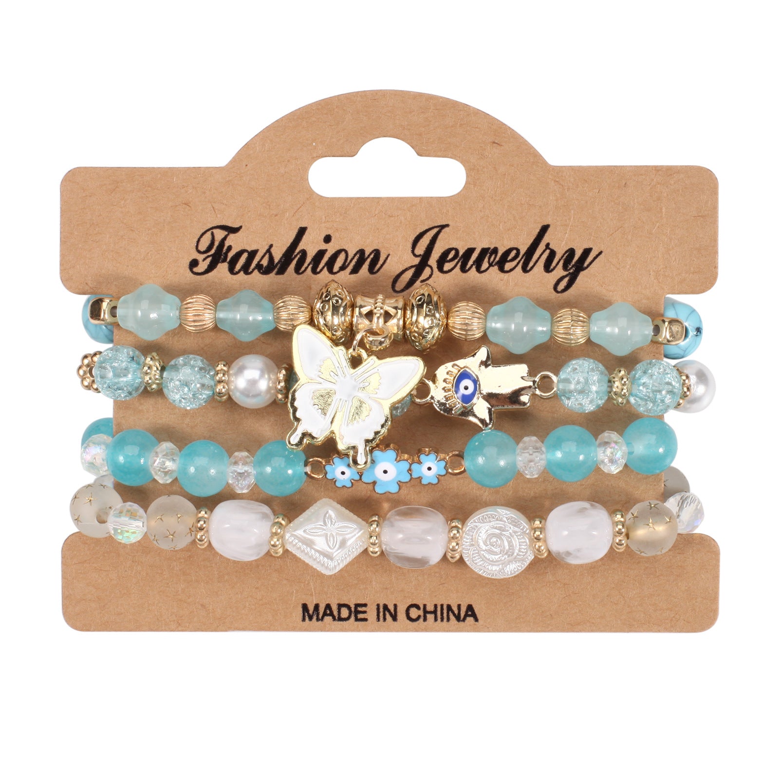 Boho Floral Cross Butterfly Beaded Bracelet