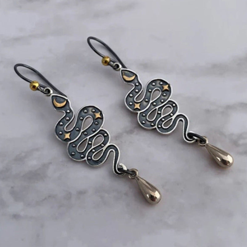Vintage Moon Cross Earrings