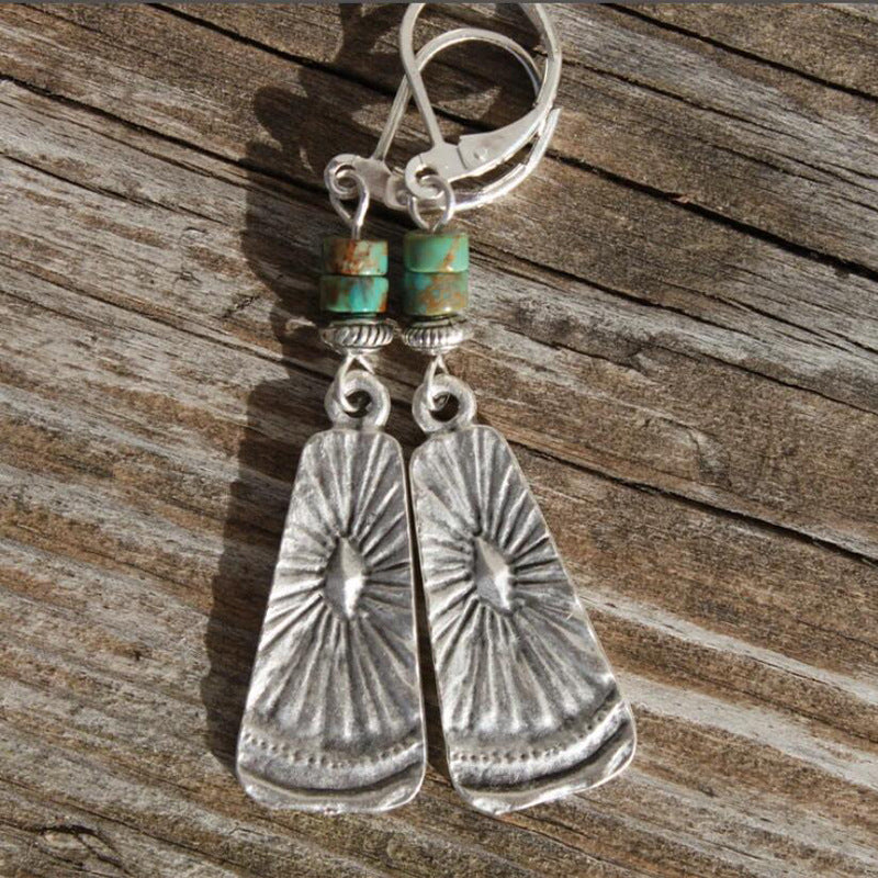 Turquoise Boho Vintage Cross Earrings