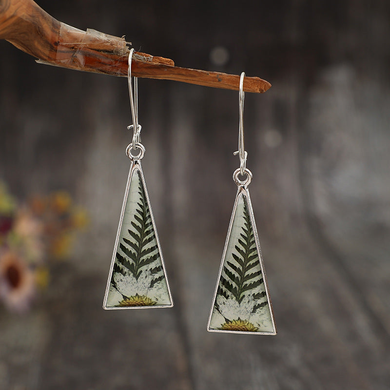 Vintage Geometric Floral Cross Resin Earrings - product image 3