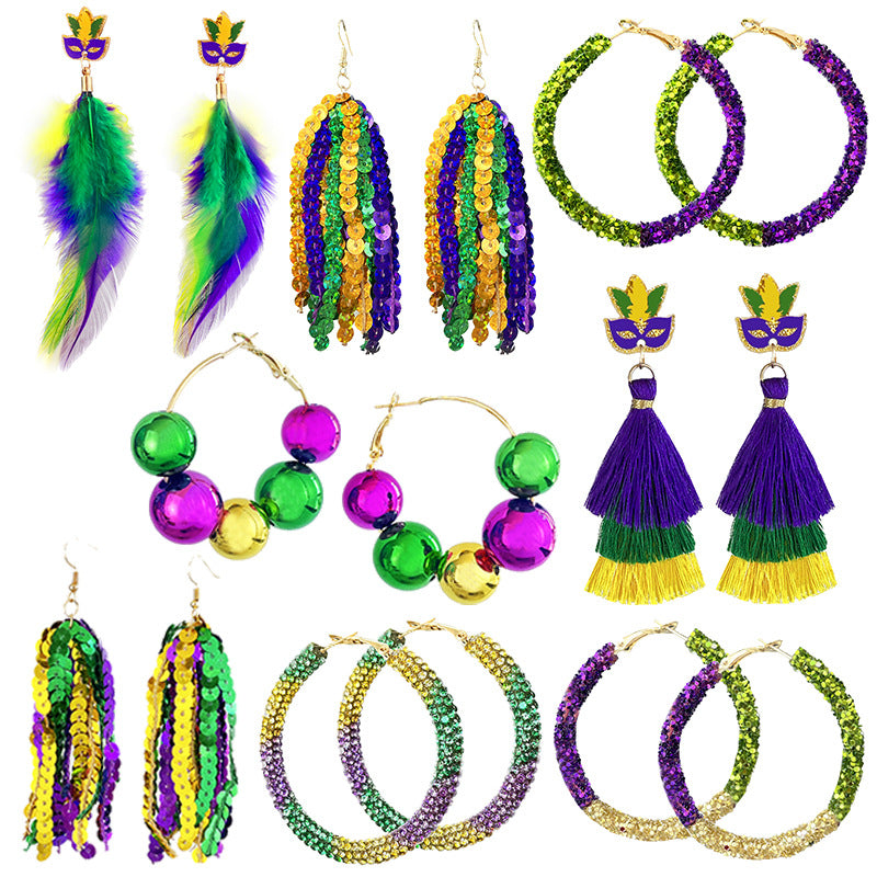 Feather Cross Beaded Earrings - product image 1