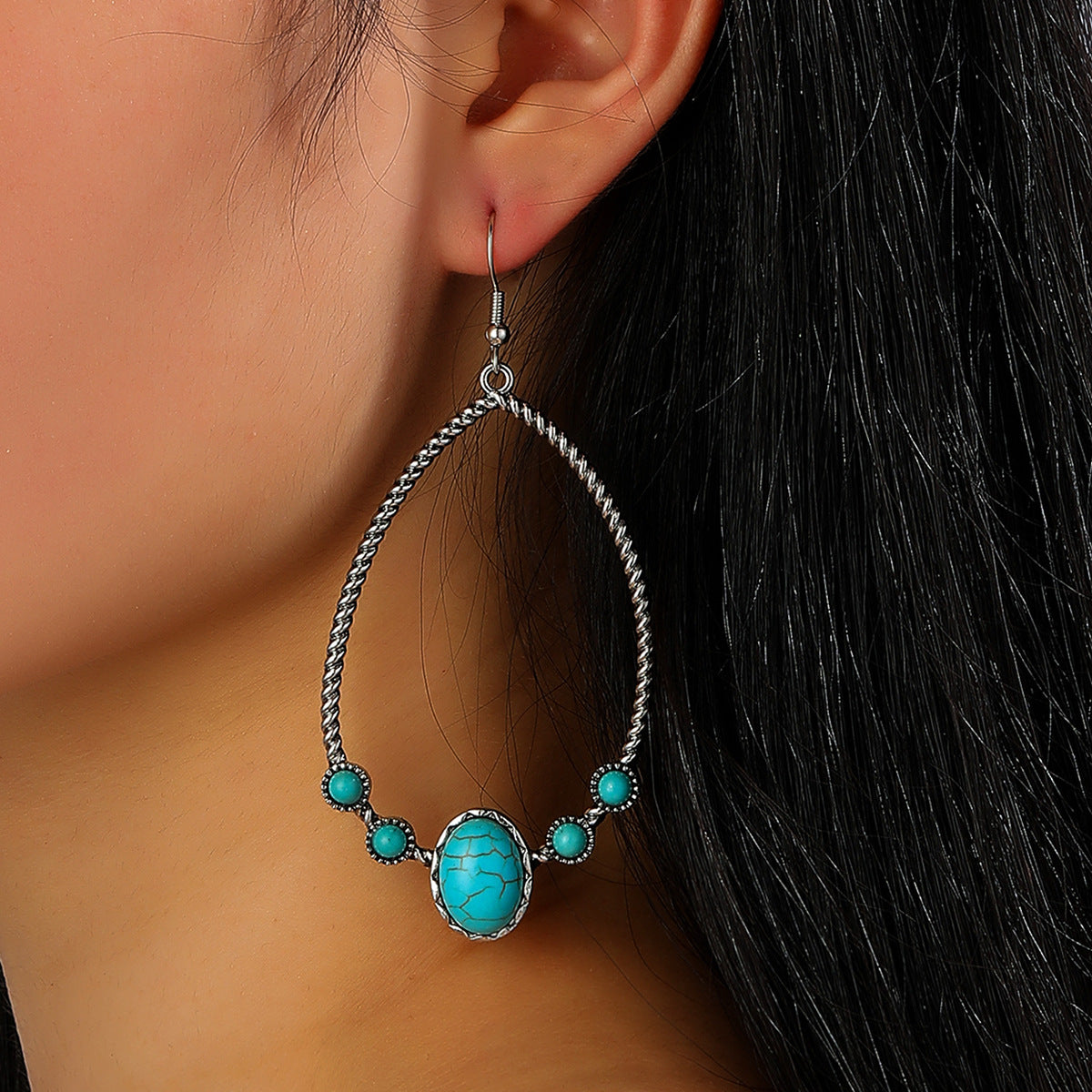 Turquoise Vintage Statement Cross Earrings - product image 1