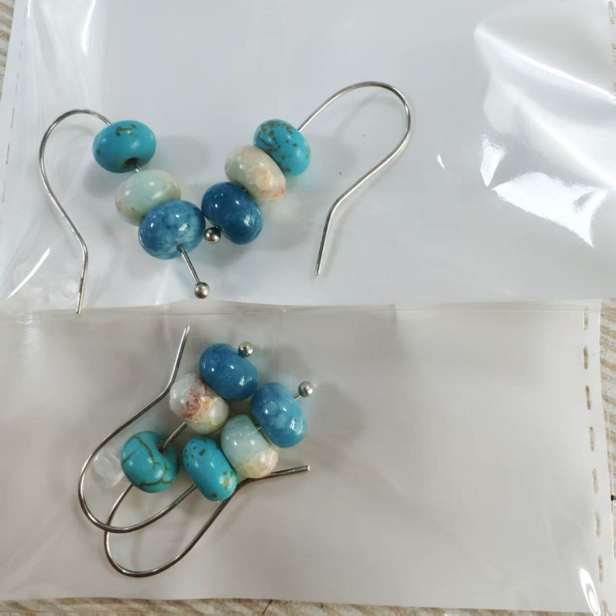Turquoise Vintage Cross Beaded Earrings - product image 2