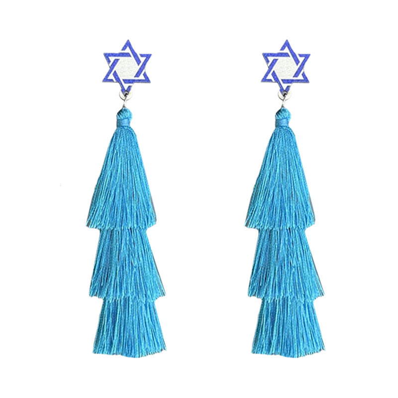 Supplies Hanukkah Holiday Accessories - Multi-layered Tassel Earrings -