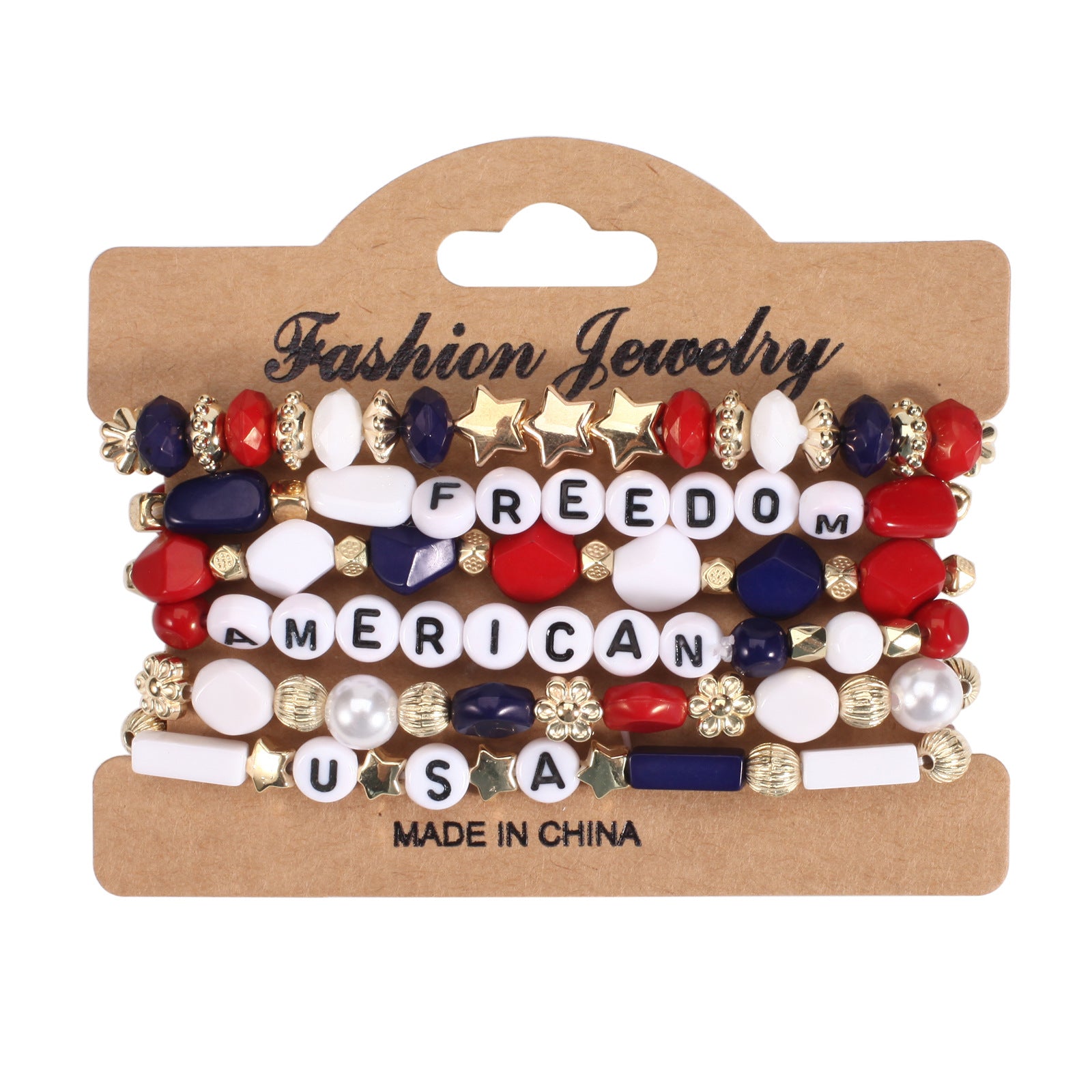 Flag Beaded Crystal Bracelet