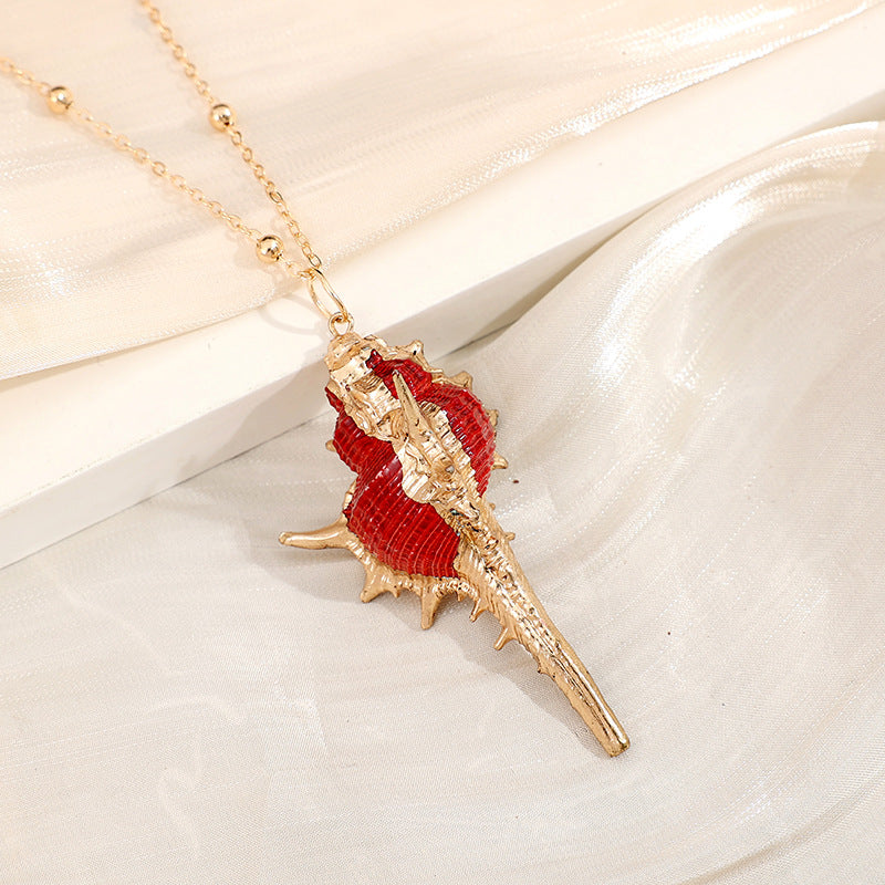 2019aliexpress : Ocean‑style Necklace with Gold‑trimmed Seashells and Conch - product image 17