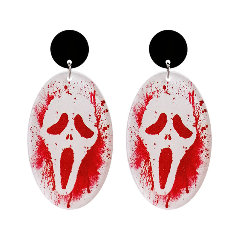 Horror Bloodstain Halloween Earrings Moth Balloon Card Skull Drop Earrings - product image 5
