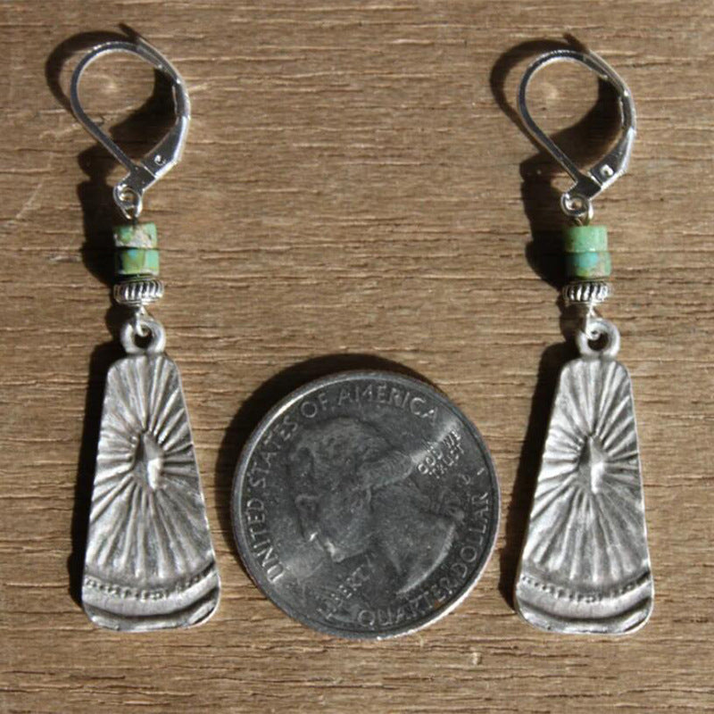 Turquoise Boho Vintage Cross Earrings