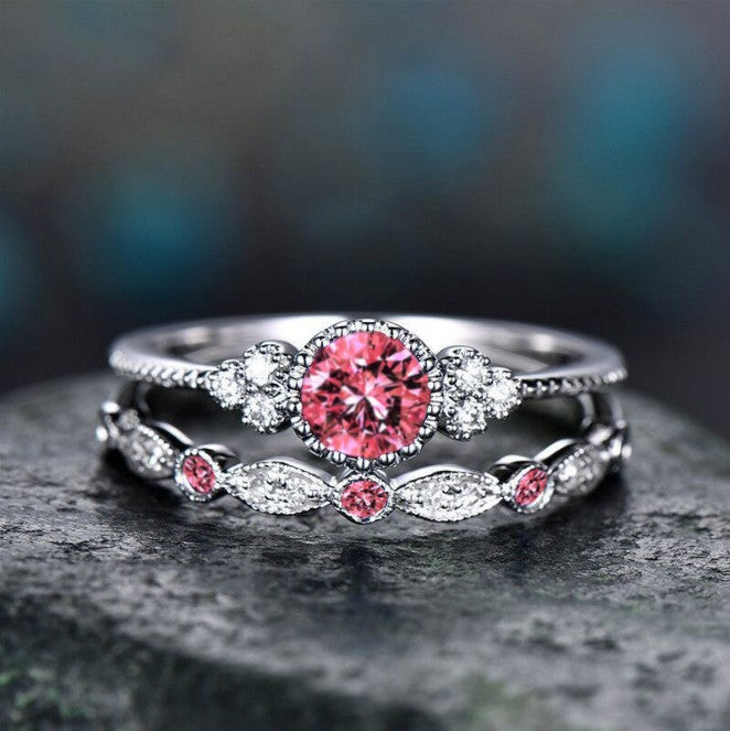 Ring Fashionable Zircon Ring for Women Two-piece Set of Micro-inlaid Emerald - product image 13
