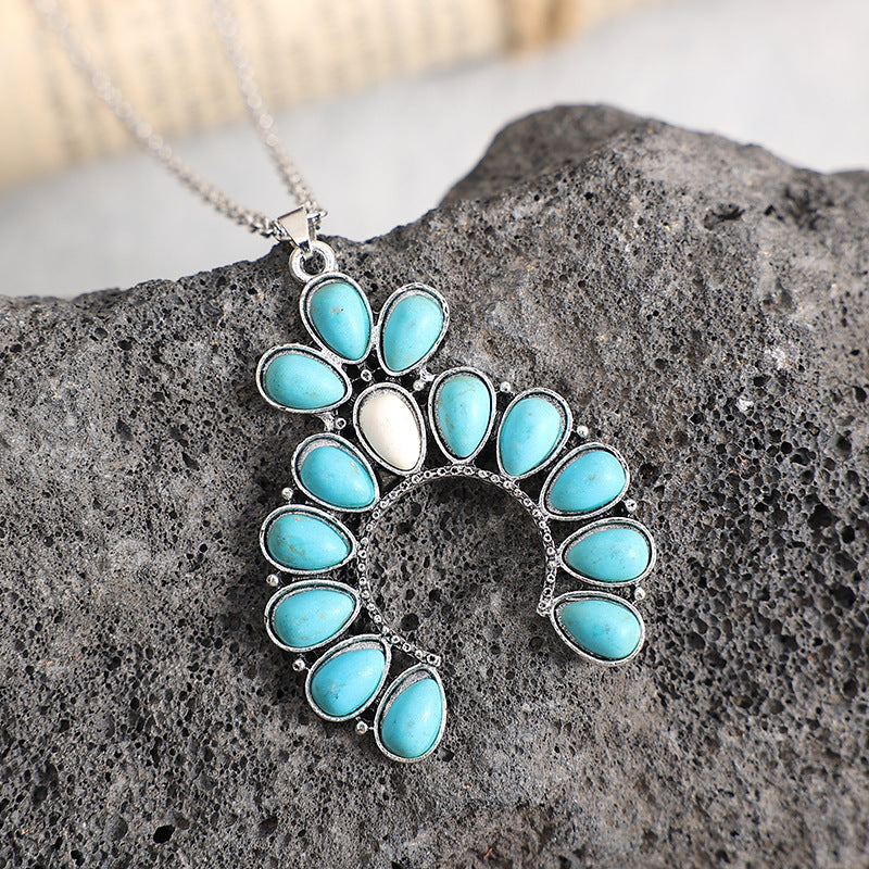 Western Turquoise Floral Necklace - product image 4
