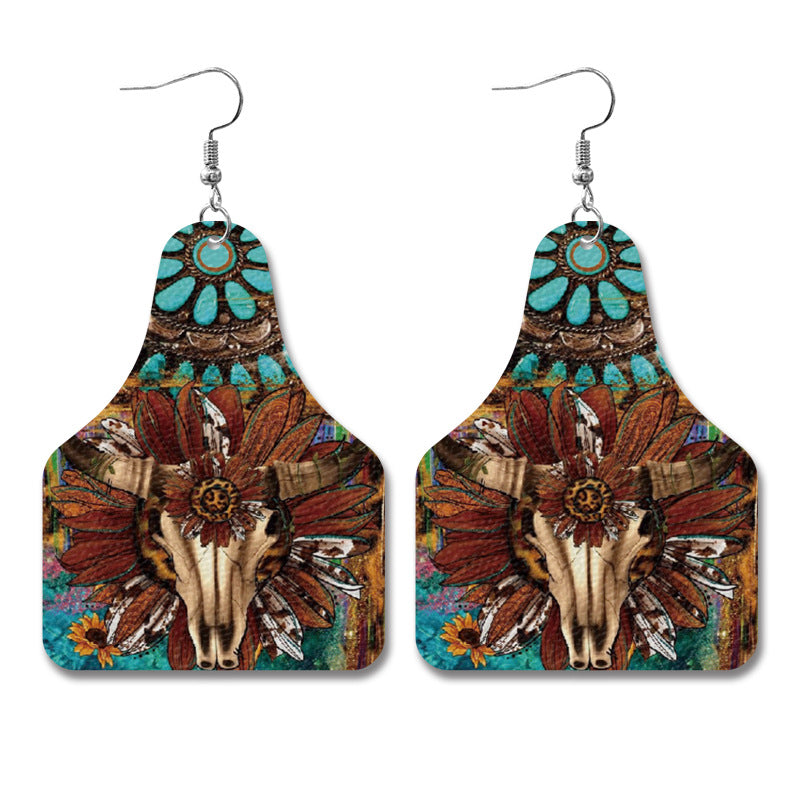 Western Vintage Cross Leather Earrings - product image 2