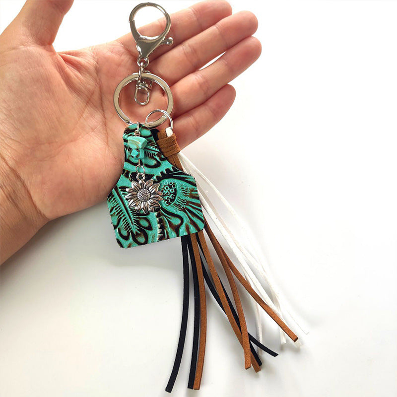Western Turquoise Vintage Geometric Floral Keychain - product image 12