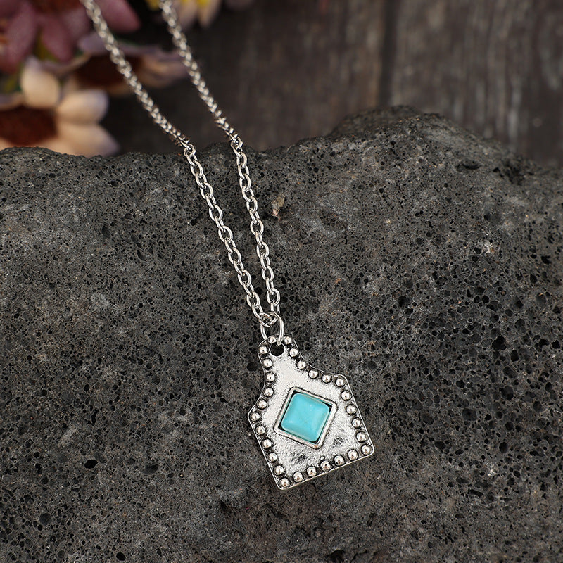 Western Turquoise Vintage Cross Wine Glass Necklace - product image 13