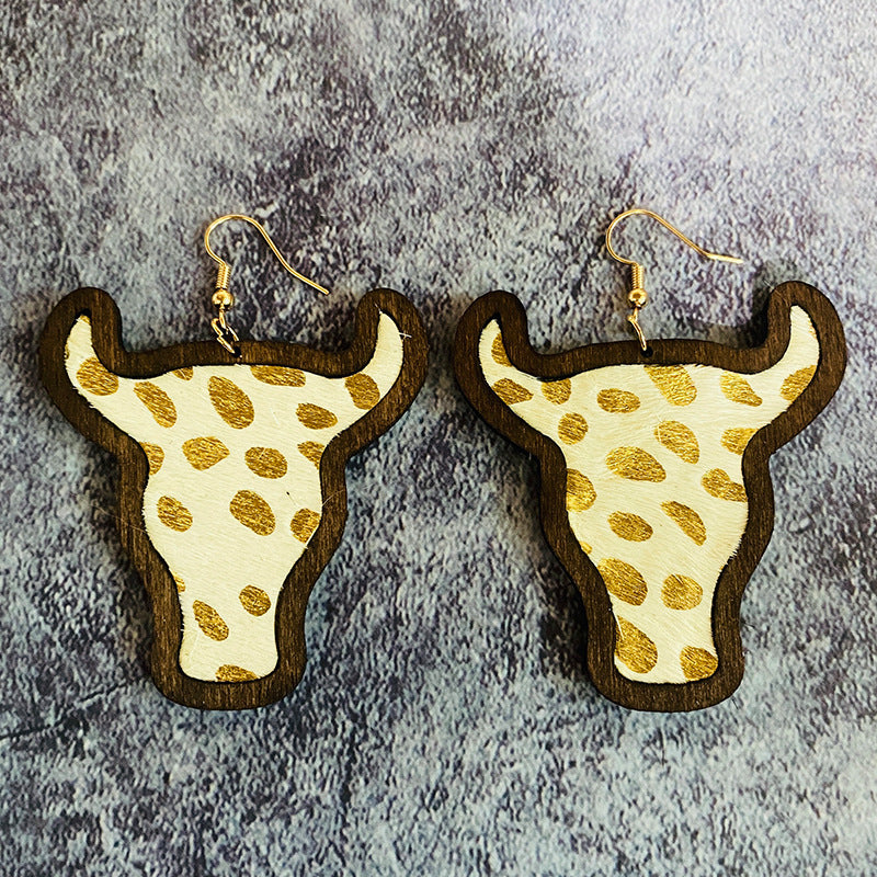 Western Vintage Cow Skull Horse Cross Earrings - product image 7