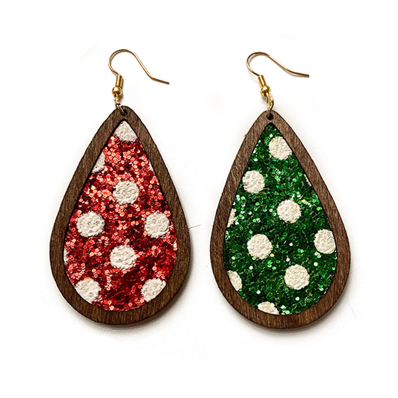 Cross Wood Leather Earrings - product image 5
