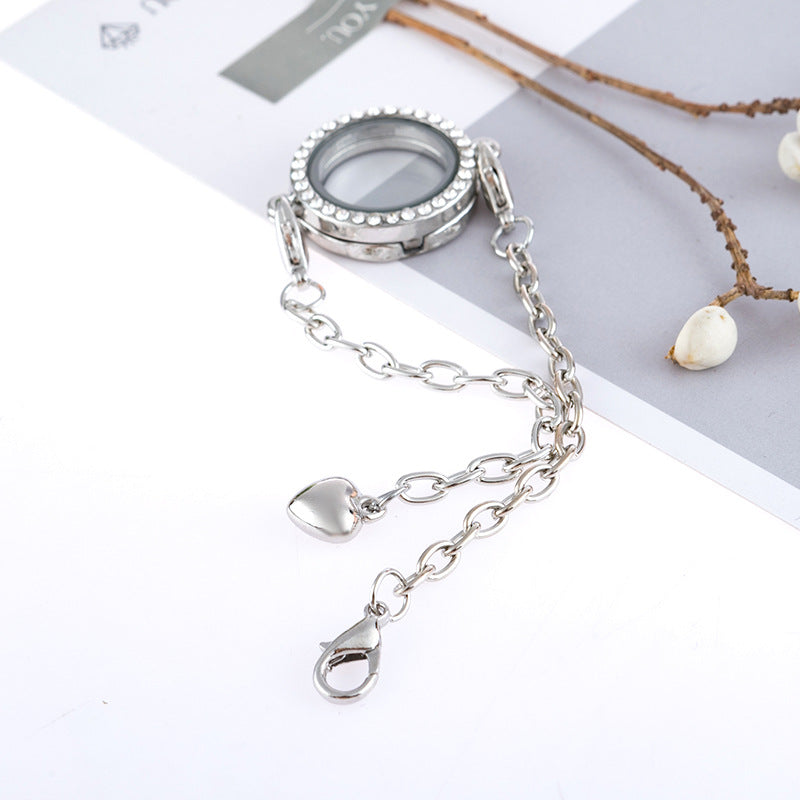 Style Diamond-encrusted Round Bracelet Can Be Opened Diy Photo Box - product image 4