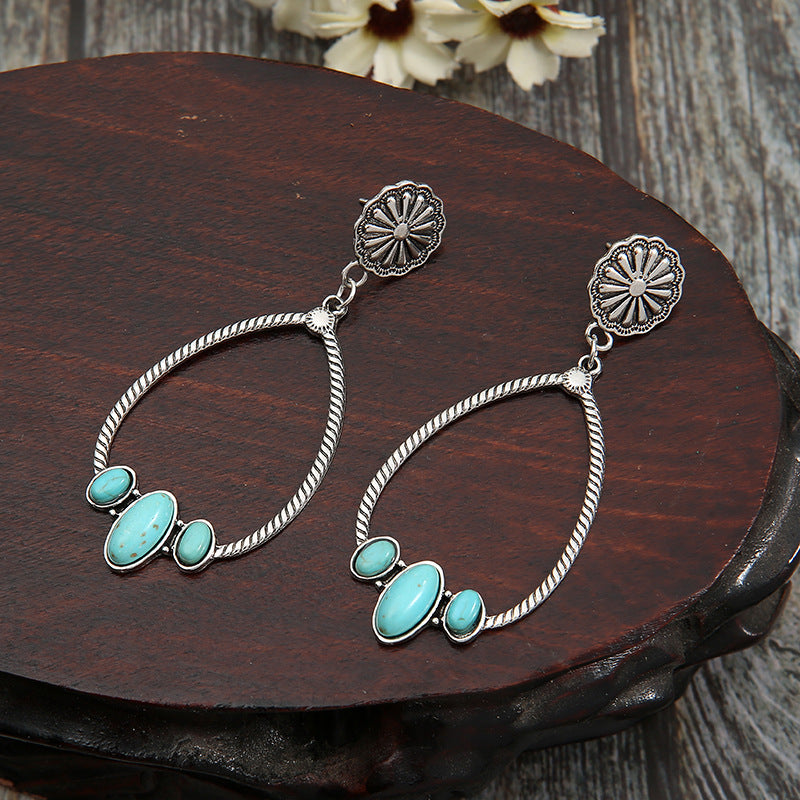 Turquoise Statement Floral Earrings - product image 4