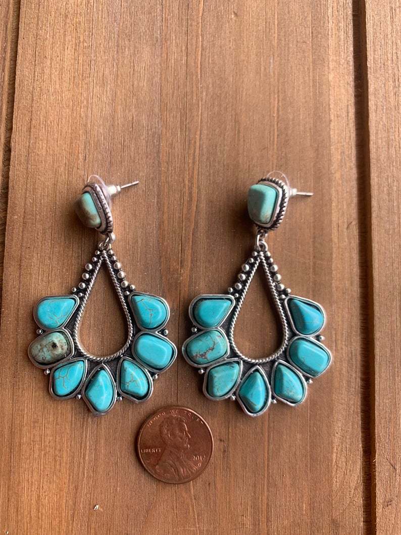 Turquoise Statement Earrings - product image 2