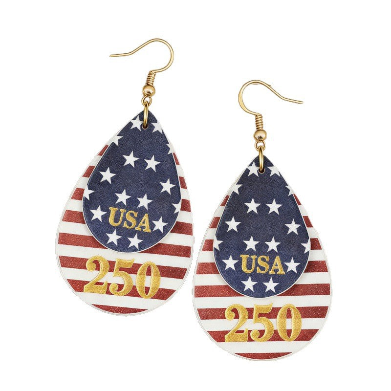 Cross Flag Leather Earrings - product image 5