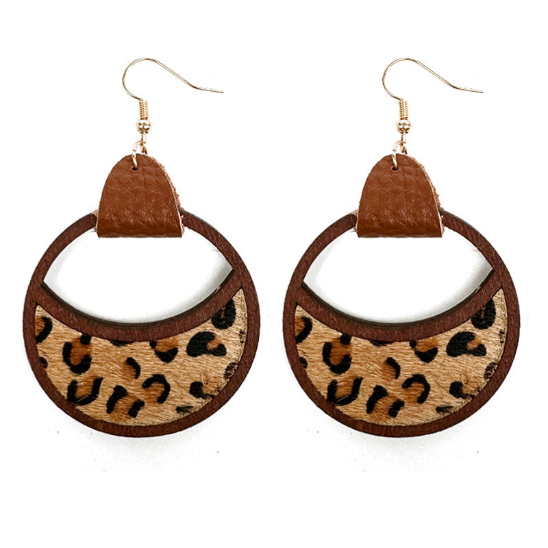 Western Statement Geometric Cross Leather Earrings - product image 5