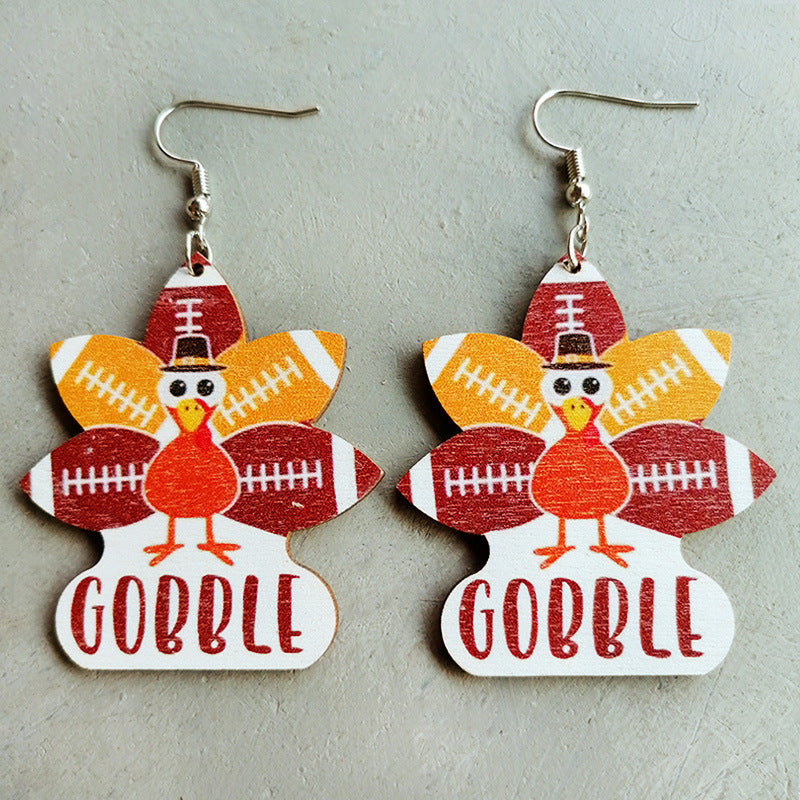 Thanksgiving Turkey Earrings - Water Drop Polka Dot Football Sports Earrings - product image 3