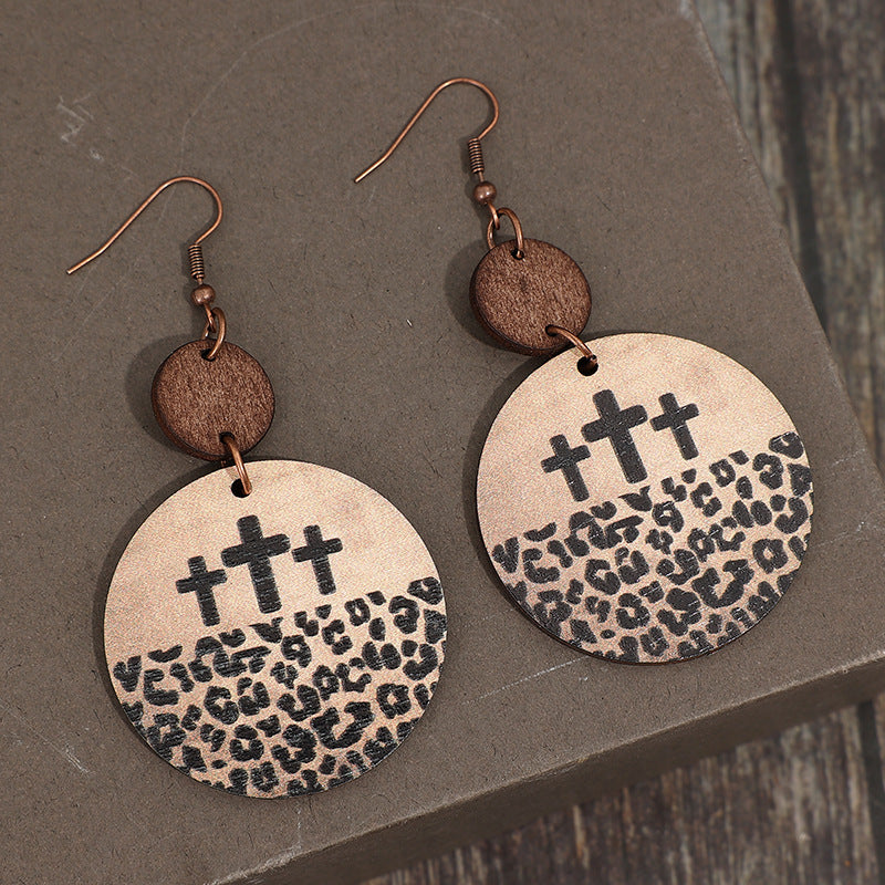 Vintage Cross Wood Earrings - product image 3