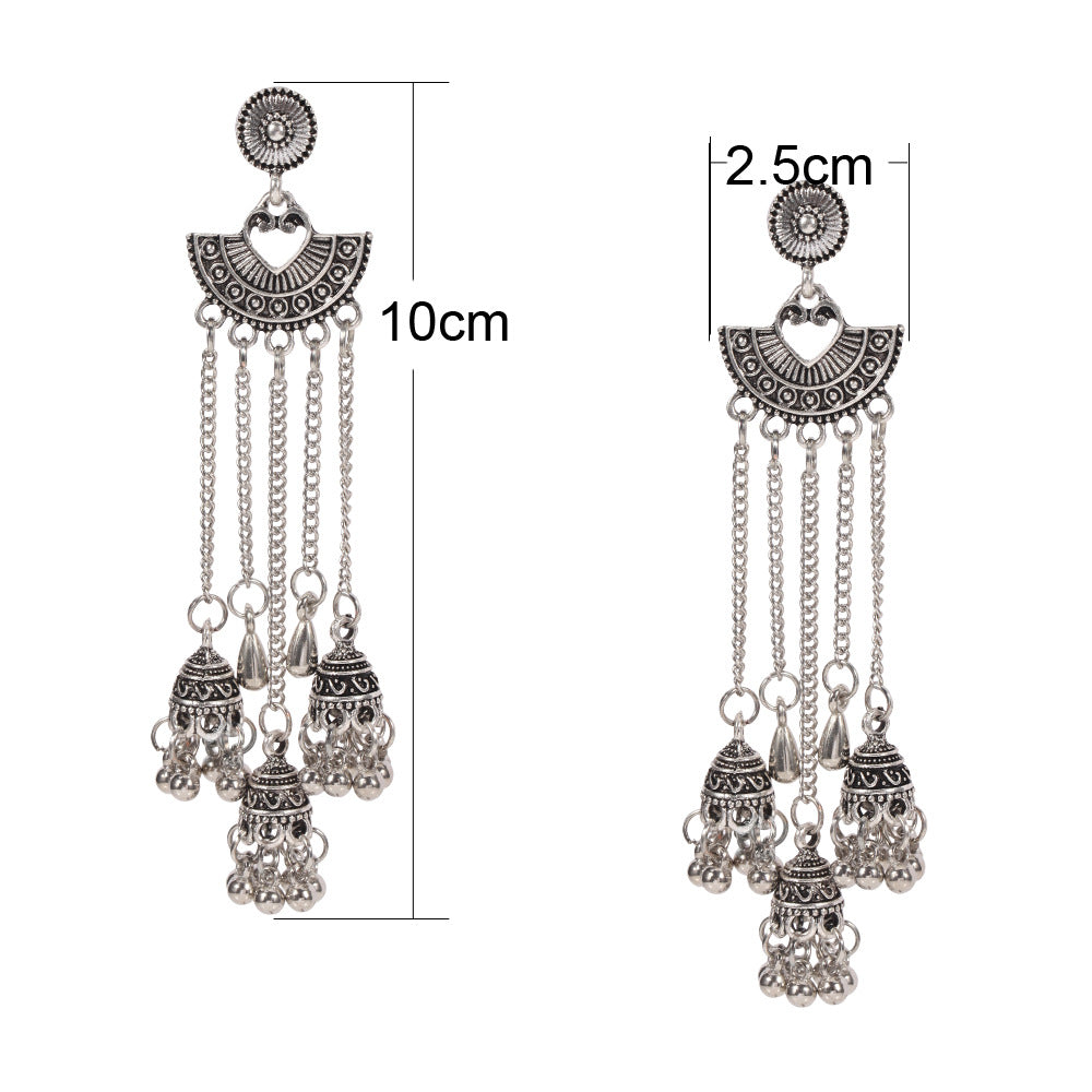 Boho Vintage Heart Cross Earrings
