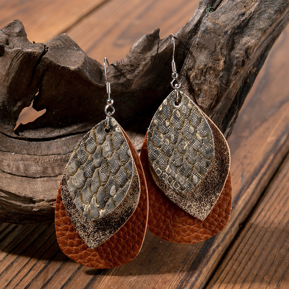 Vintage Cross Leather Earrings - product image 4