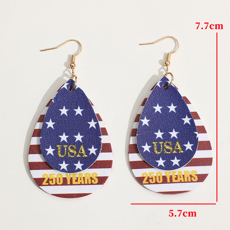 Cross Flag Leather Earrings