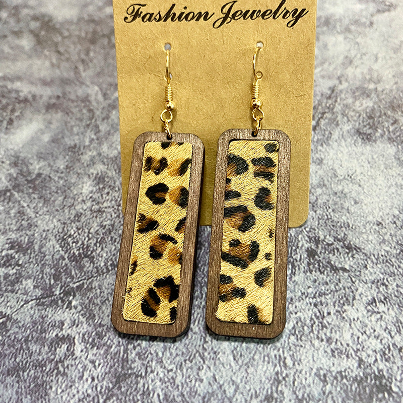 Western Vintage Geometric Cross Leather Earrings - product image 3