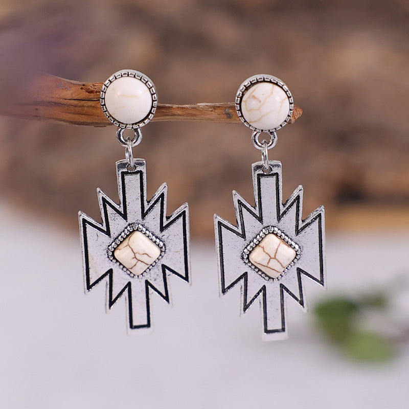 Turquoise Geometric Cross Earrings - product image 8