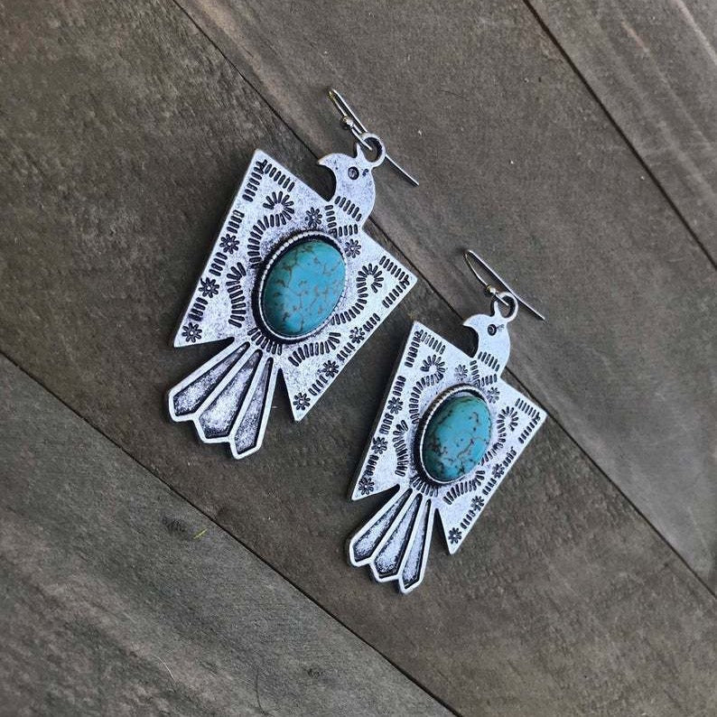 Turquoise Boho Vintage Statement Earrings - product image 1