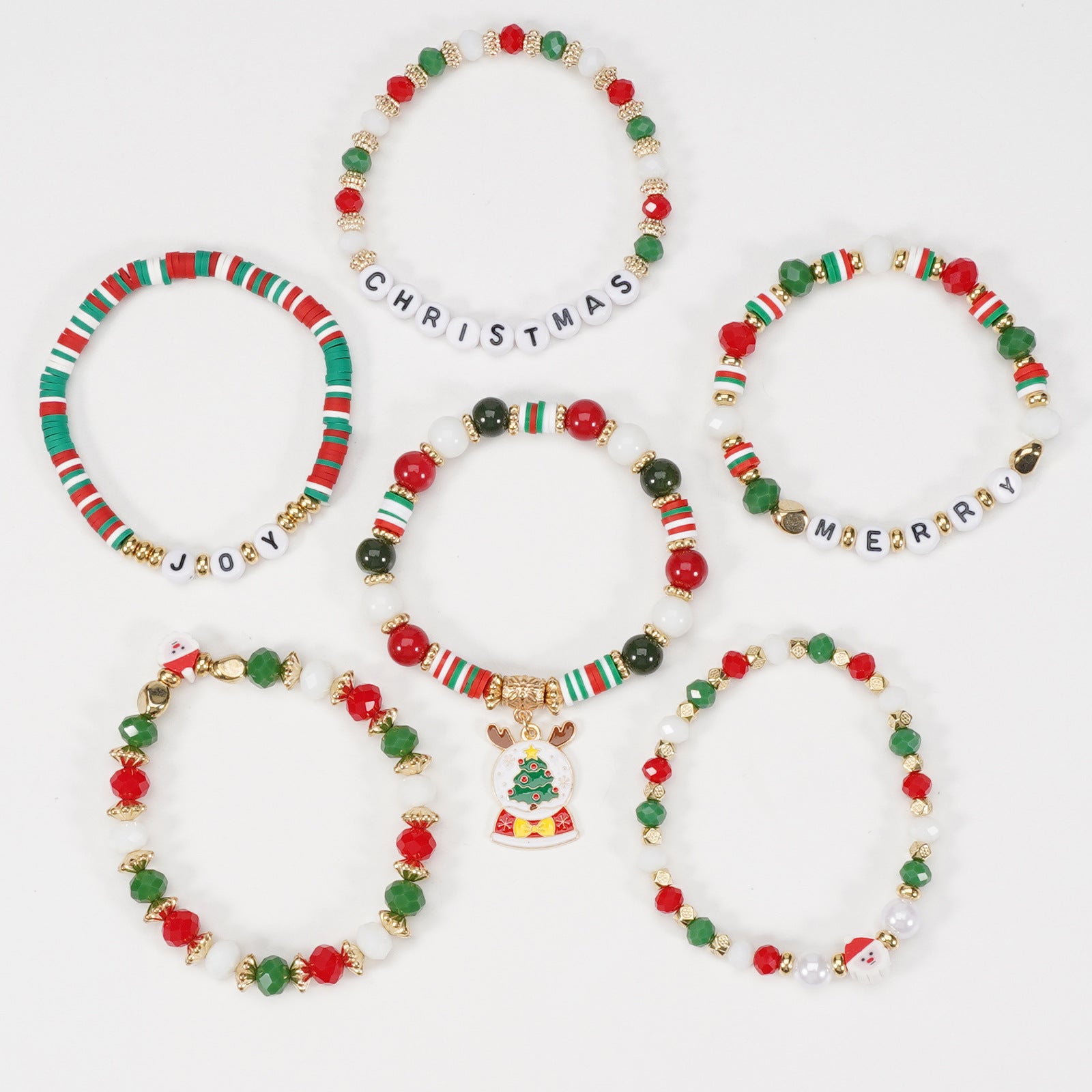 Christmas Bracelet Snowman Handmade Christmas Tree Santa Claus Reindeer