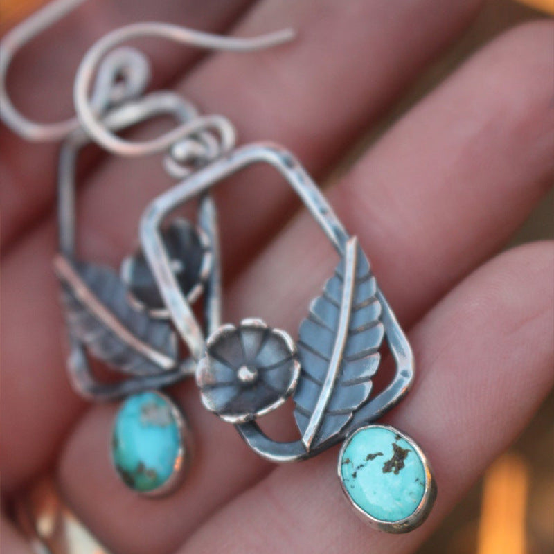 Turquoise Vintage Geometric Floral Earrings for Women - product image 2