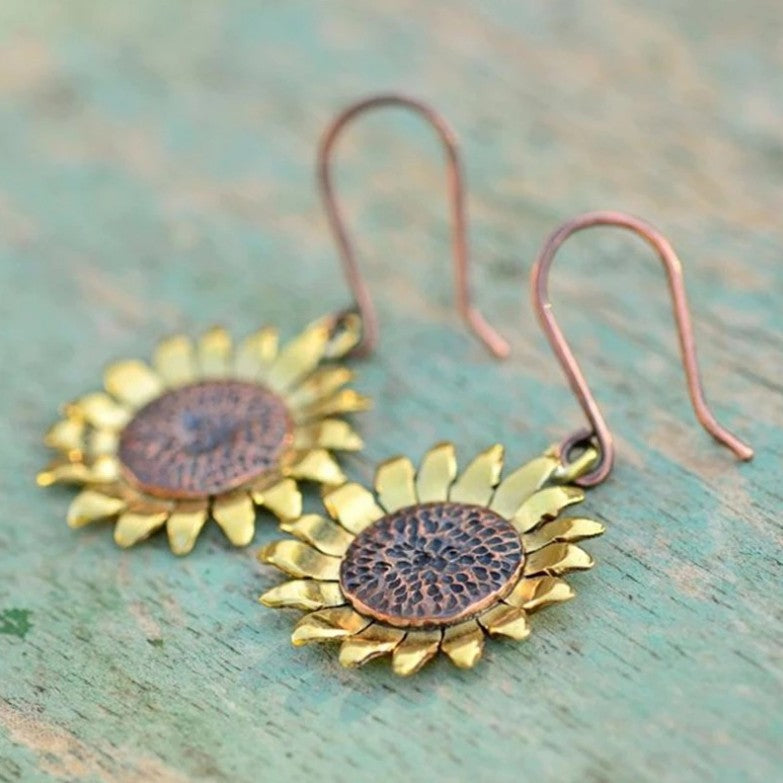 Vintage Floral Cross Earrings