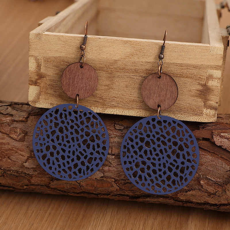Boho Vintage Cross Wood Leather Earrings - product image 9