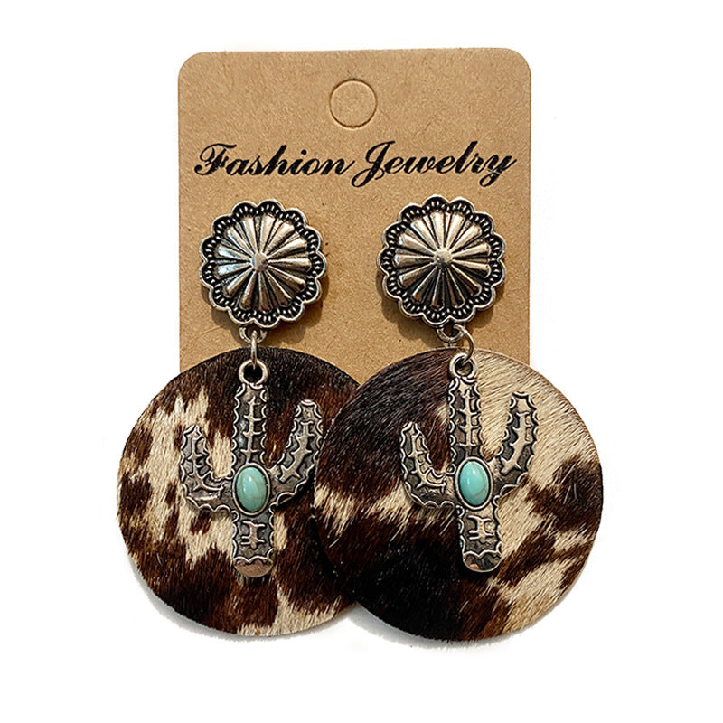 Western Boho Vintage Cactus Cross Earrings - product image 5