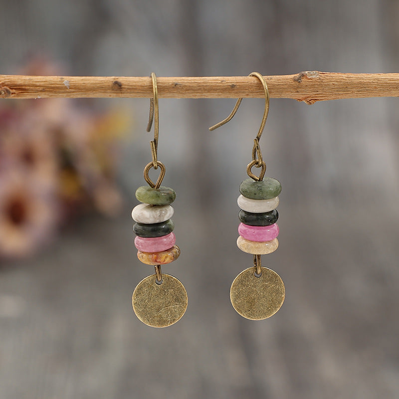 Vintage Geometric Cross Beaded Earrings for Women