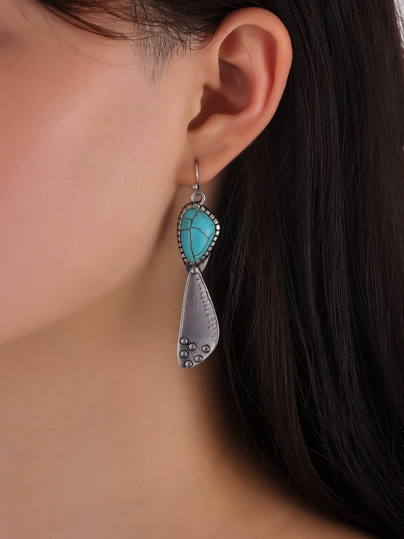 Turquoise Vintage Geometric Earrings - product image 4