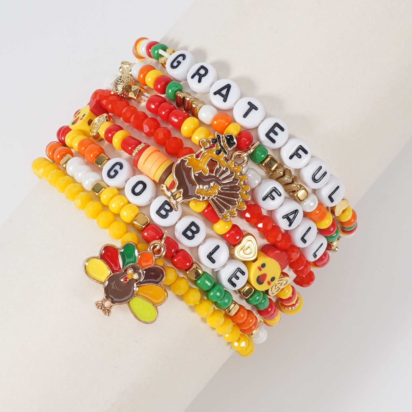 Autumn Thanksgiving Bracelet Maple Leaf - Turkey - Pumpkin - Squirrel - Pine