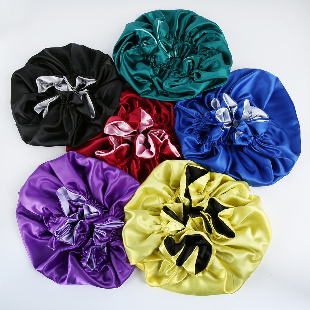 Style Solid Color Satin Hat with Satin Lining - Double-layered Head Cover - - product image 1