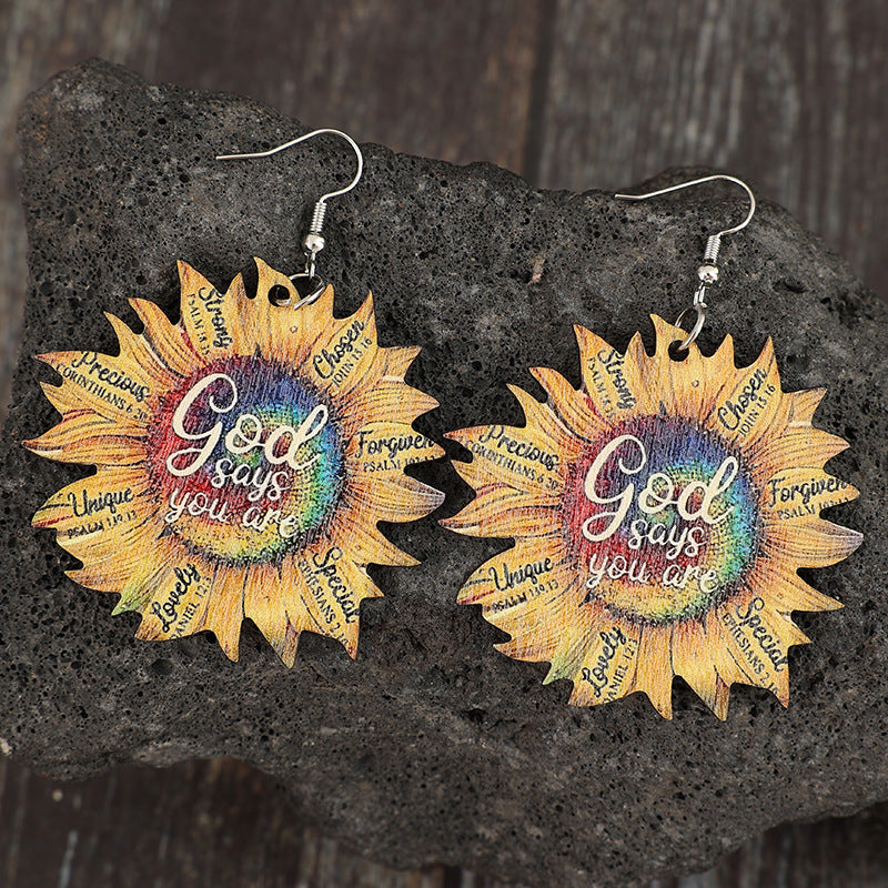 Floral Cross Wood Earrings - product image 3