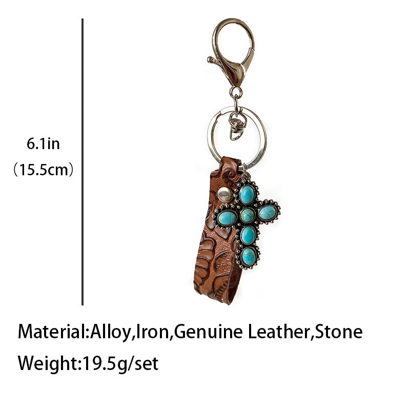 Western Turquoise Vintage Floral Leather Necklace - product image 4