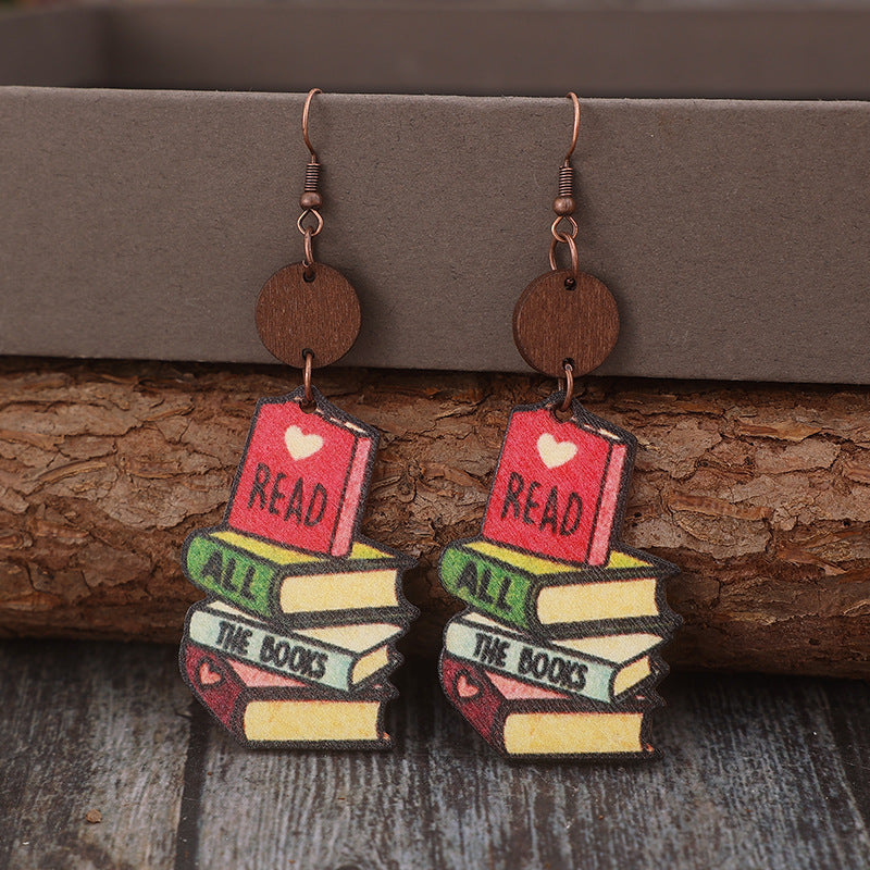 Vintage Heart Cross Wood Earrings - product image 1