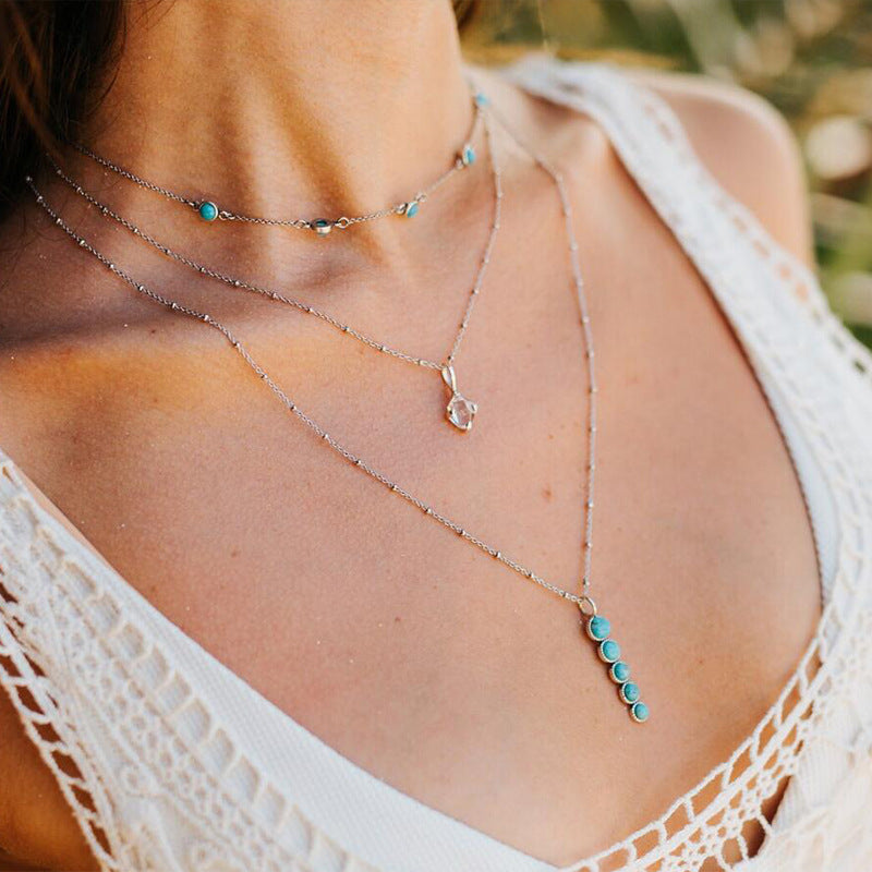 Turquoise Boho Vintage Cross Necklace - product image 2