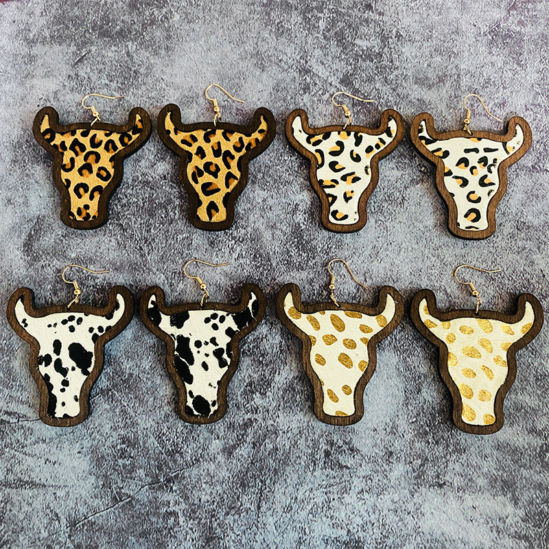 Western Vintage Cow Skull Horse Cross Earrings - product image 15