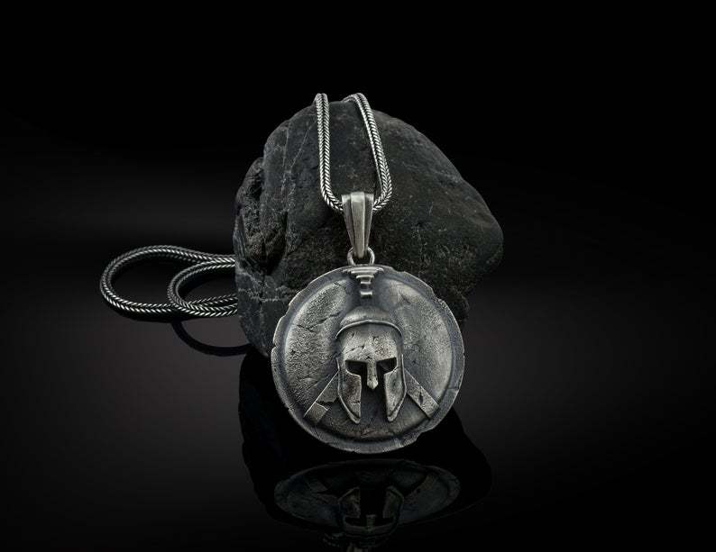 Spartan Shield Pendant Greek Warrior Helmet Necklace Spartan Warrior Pendant， - product image 2