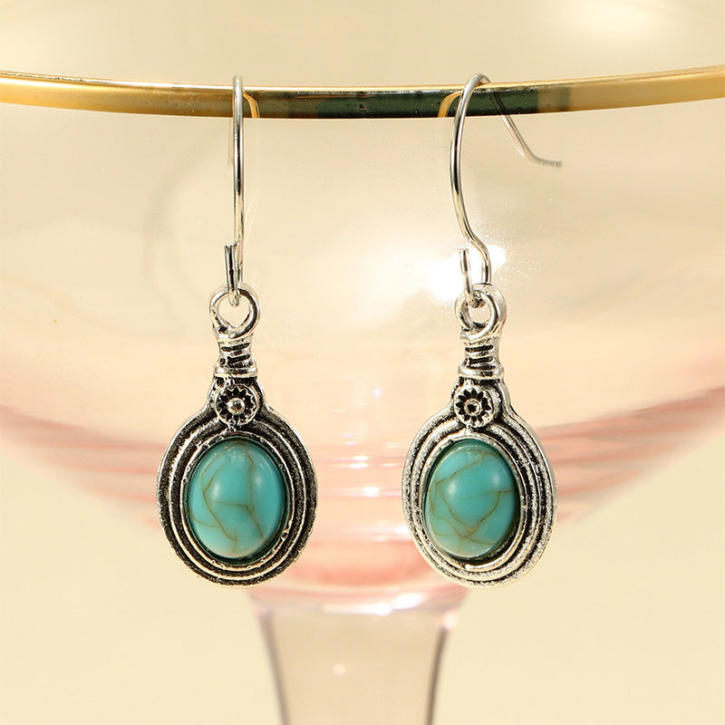 Turquoise Vintage Geometric Cross Earrings - product image 6
